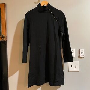 Milly of New York Wool Blend Mock Neck Button Detail Dress Size M Classic‎